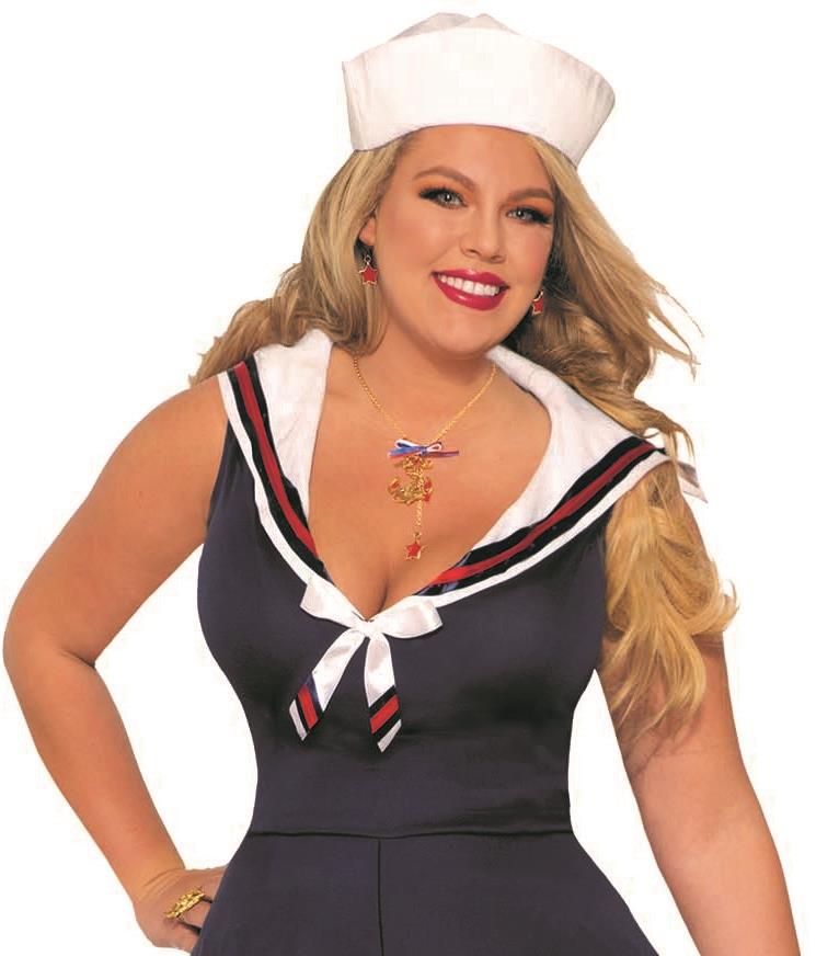 Sexy Ahoy Lady Navy Blue Women's Sailor Halloween Costume Plus by HalloweenStore.com