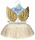 Gold Glitter Angel Wings and Tutu Skirt Child Costume Kit by HalloweenStore.com