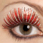 Red and Silver Hologram Fake False Eyelashes and Adhesive set by HalloweenStore.com