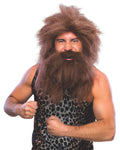 Brown Prehistoric Cave Man Wig and Beard by HalloweenStore.com