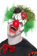 Cut Throat Clown Half Mask with Attached Hair by HalloweenStore.com