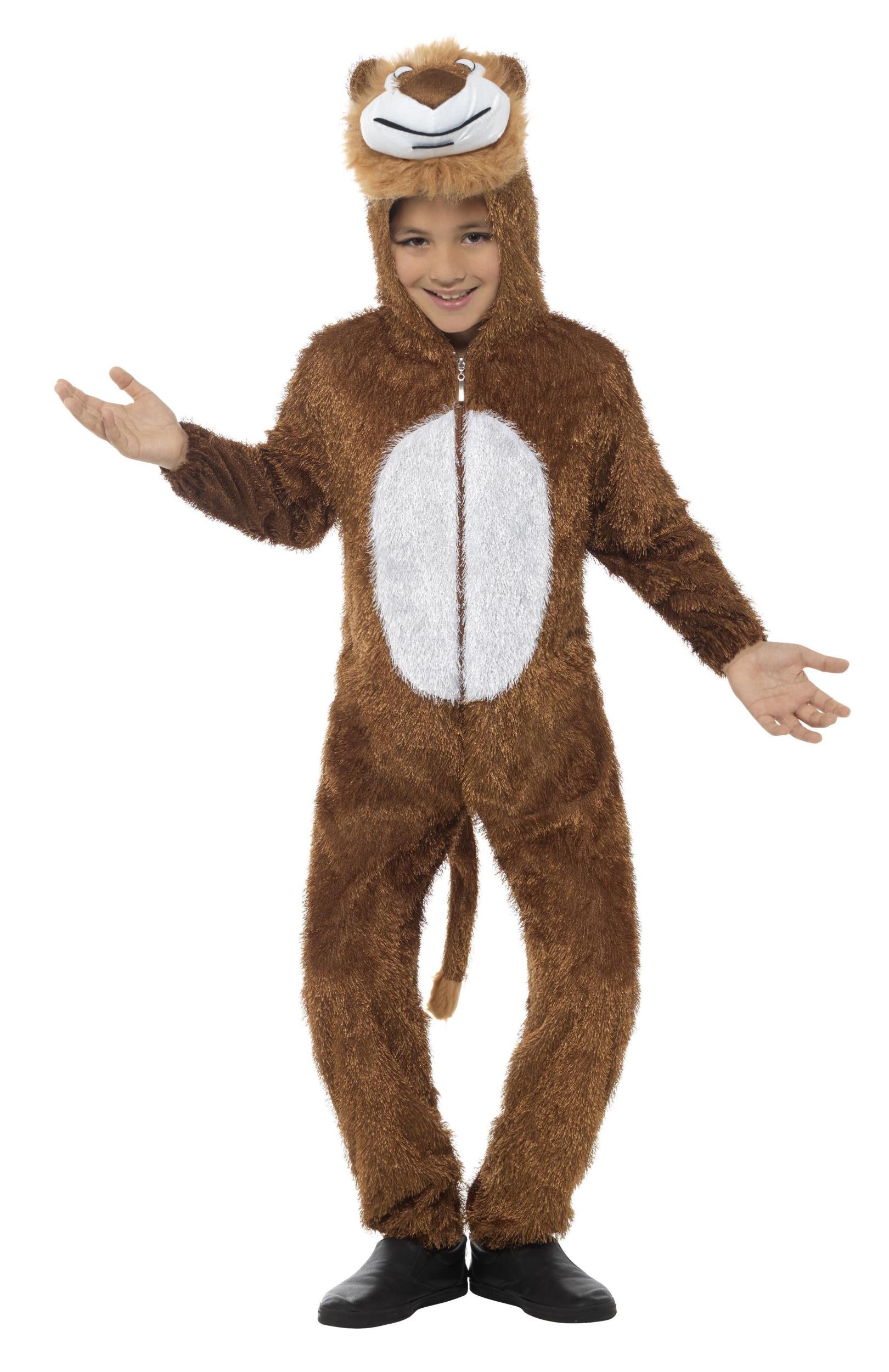 Lion Jumpsuit With Attached Hood Child Jungle Costume Medium by HalloweenStore.com