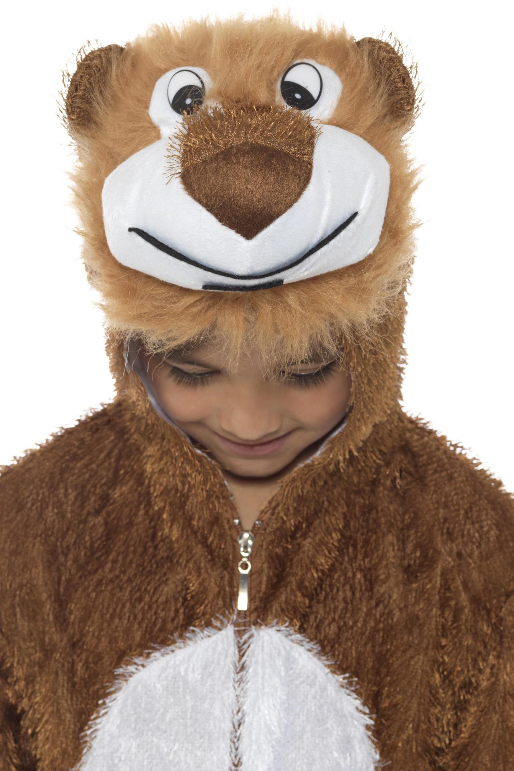Lion Jumpsuit With Attached Hood Child Jungle Costume Medium by HalloweenStore.com