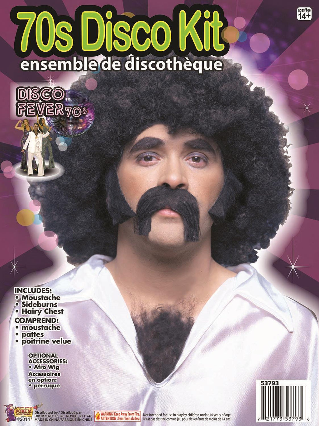 70's Disco Mustache Burns Chest Instant Disguise Hair Kit For Adults by HalloweenStore.com