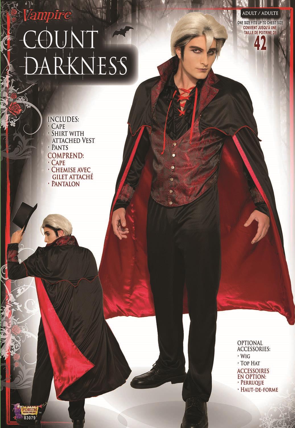 Count Darkness Red and Black Modern Vampire Costume by HalloweenStore.com