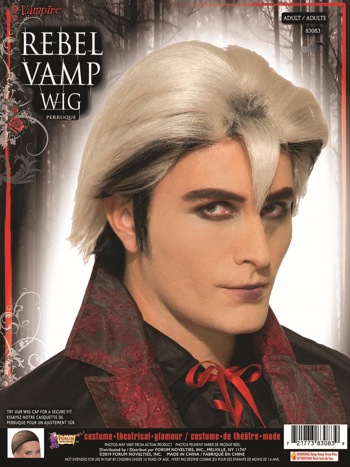 Gothic Rebel Vampire Black and Silver Long Edward Vampire Wig by HalloweenStore.com