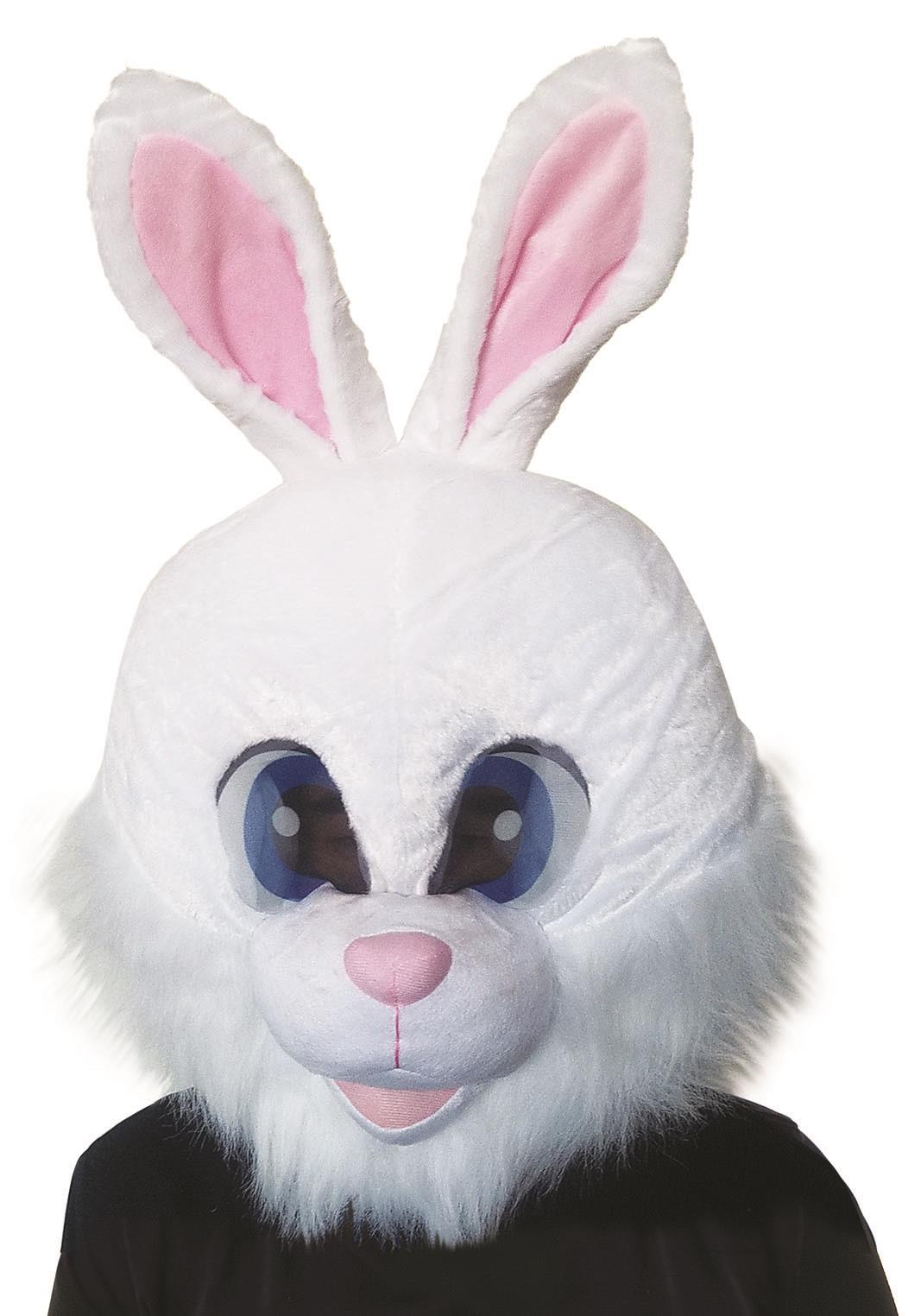 Large Plush Bunny Mascot Head White Mask by HalloweenStore.com