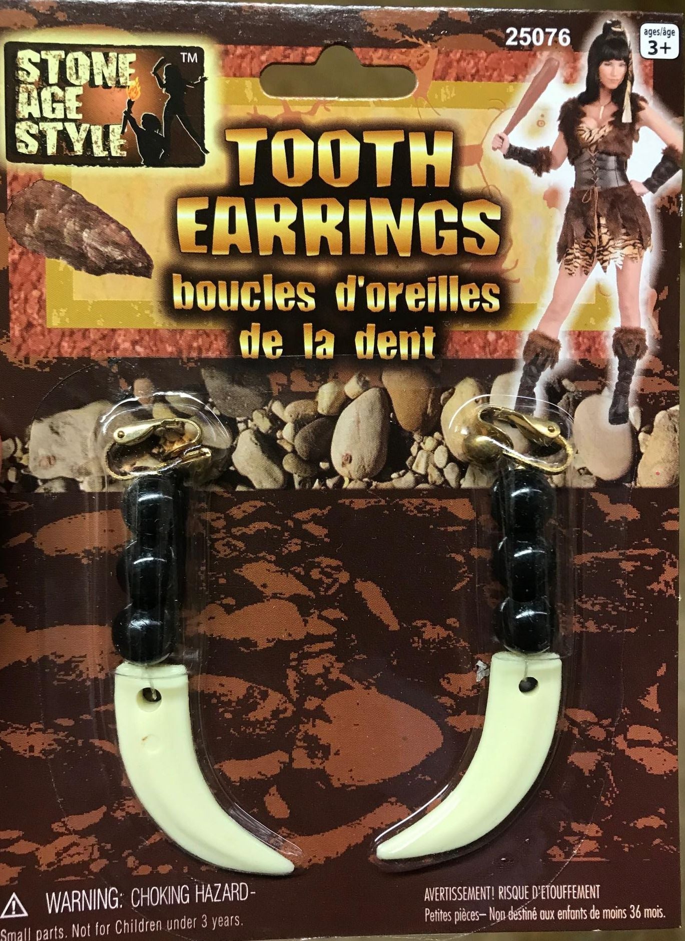 Prehistoric Caveman Cavewoman Costume Sabre Tooth Earrings by HalloweenStore.com