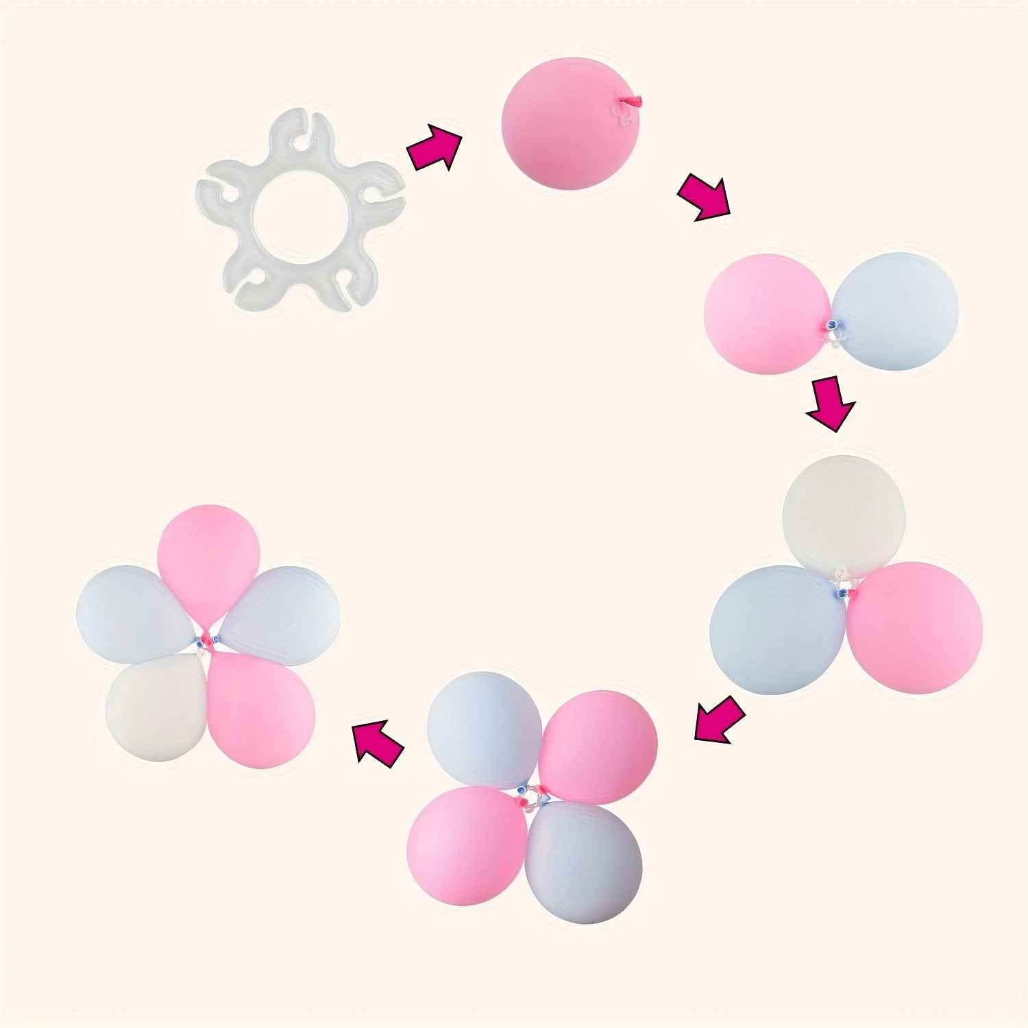 40pcs Balloon Support Clips, 5-In-1 Plum Blossom Flat Clips, Suitable for Holiday Events, Birthday Parties, Wedding Celebrations, Decorative Balloon Model Clips, Balloon Arch Tool