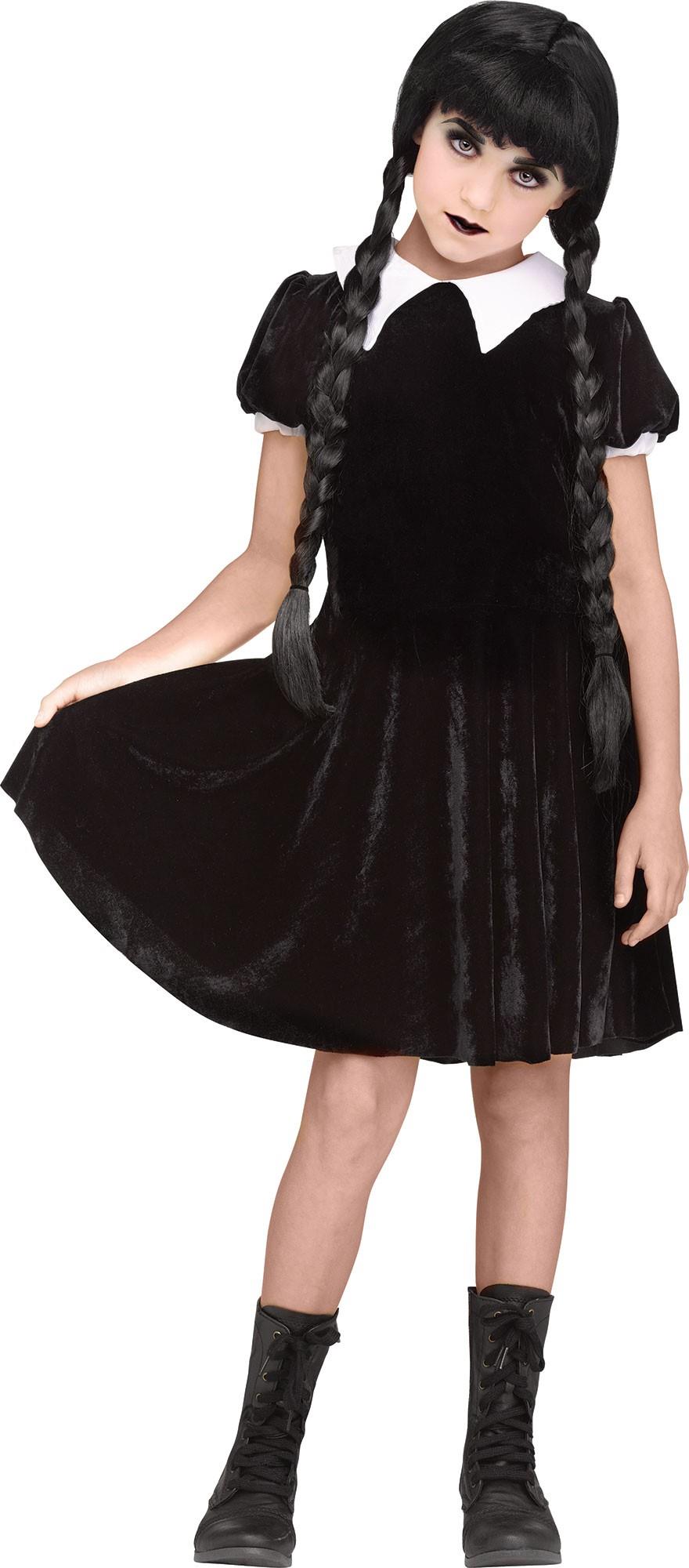 Gothic Girl Black Dress Wednesday Adams Child Costume Medium 8-10 by HalloweenStore.com