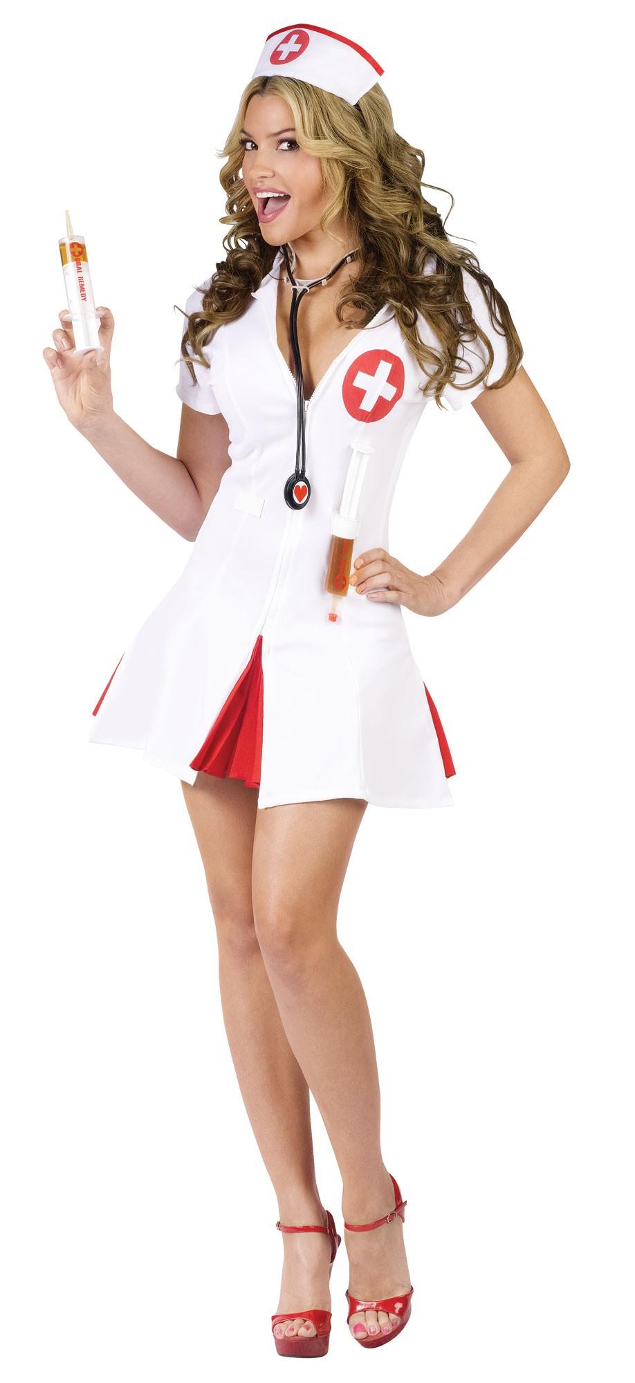 Say Ahhh! Sexy Adult Nurse Costume Shots by HalloweenStore.com