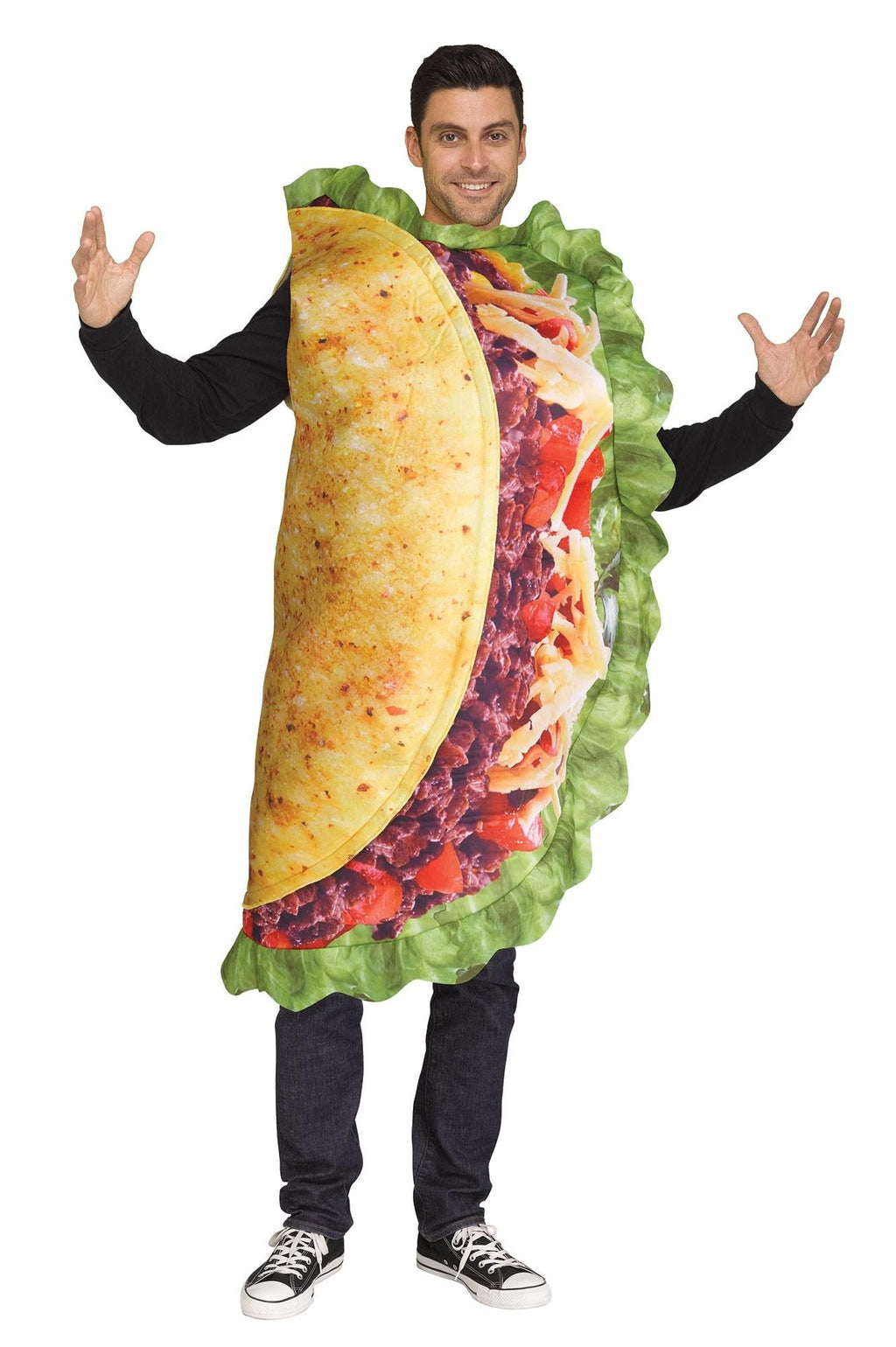 Festive Screen Print Taco Adult Mexican Food Costume by HalloweenStore.com