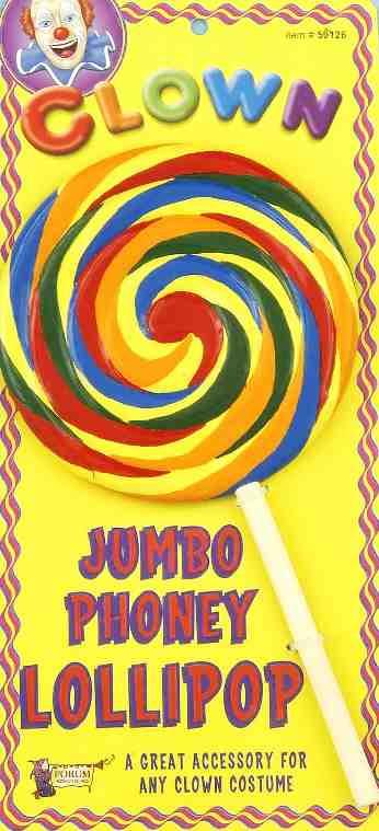 Jumbo Phoney Clown Munchkin Rainbow Fake Lollipop Costume Accessory Prop by HalloweenStore.com