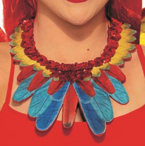Red, Yellow and Blue Parrot Bird Collar Necklace Costume Accessory by HalloweenStore.com