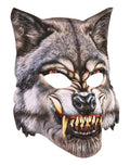 Mean Wolf Mask 3D Screen Print Realistic Soft Face Mask Fun Fur Adult Or Child by HalloweenStore.com