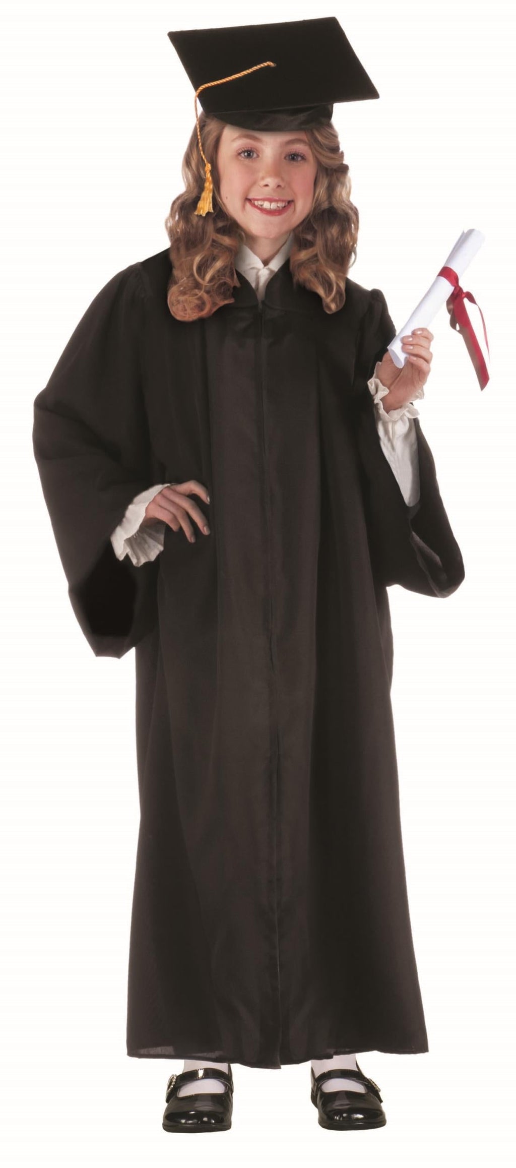 Child Unisex Black Full Length Graduation Robe Costume by HalloweenStore.com