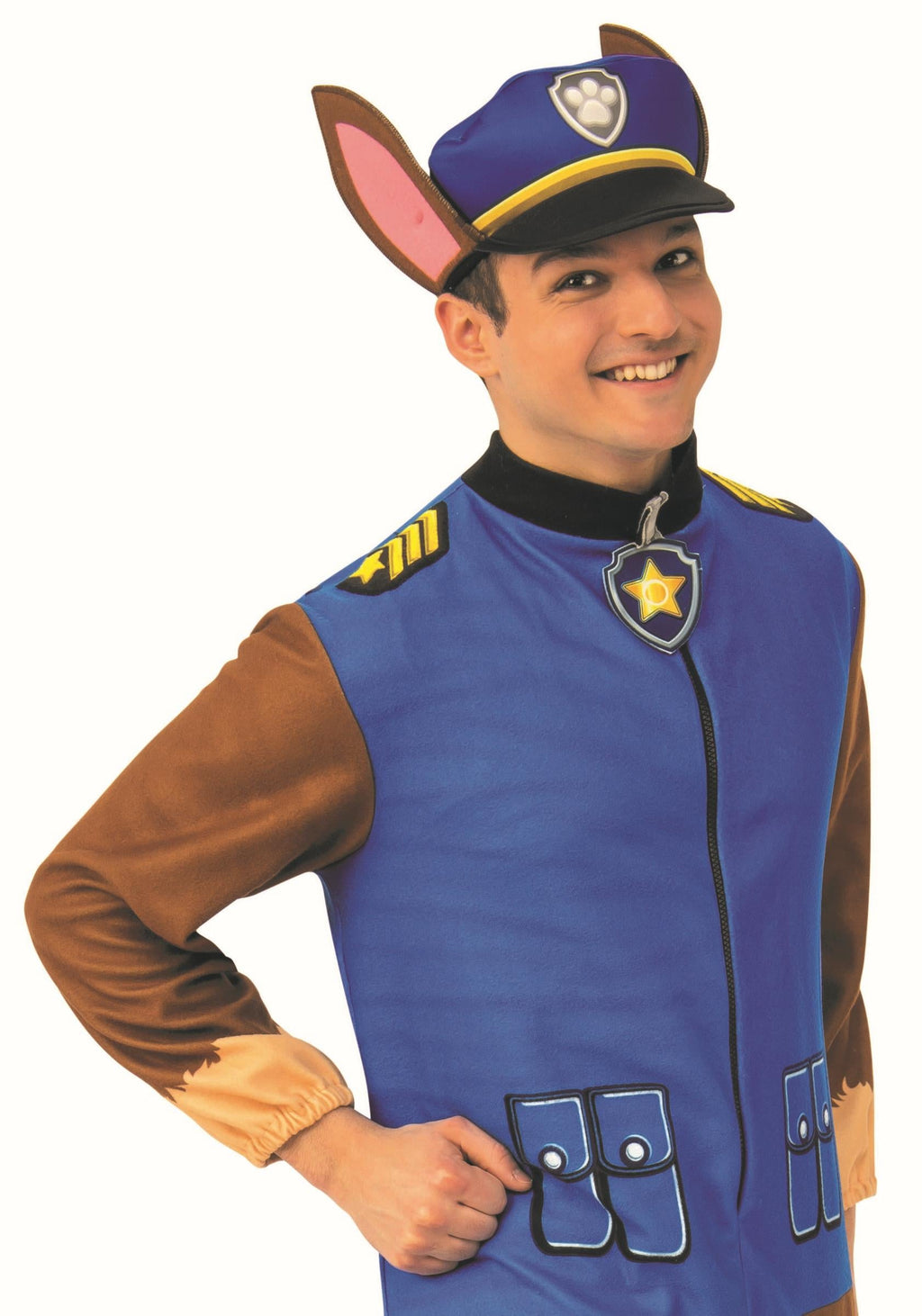 Paw Patrol Chase Jumpsuit Adult Costume Size Standard by HalloweenStore.com