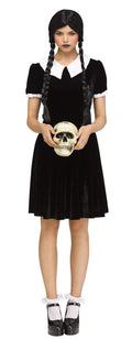 Gothic Girl Black Dress Wednesday Adams Adult Costume M/L 10-14 by HalloweenStore.com