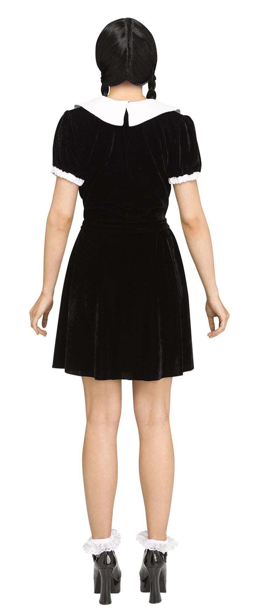 Gothic Girl Black Dress Wednesday Adams Adult Costume S/M 2-8 by HalloweenStore.com