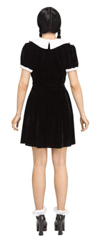 Gothic Girl Black Dress Wednesday Adams Adult Costume S/M 2-8 by HalloweenStore.com