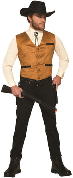 Western Brown Cowboy Gambler Costume Vest by HalloweenStore.com