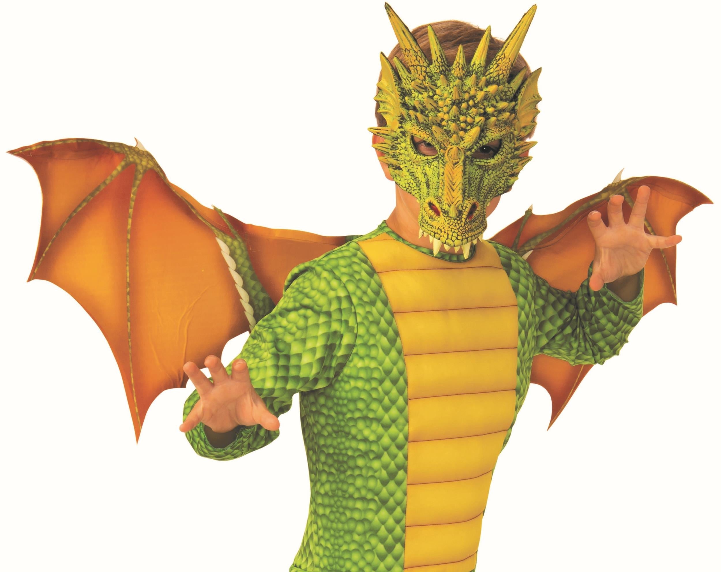 Green and Yellow Dragon Dinosaur Child Costume Large 12-14 by HalloweenStore.com
