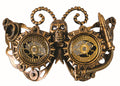 Gold Steampunk Eye Mask With Gears and Horned Skull by HalloweenStore.com