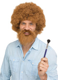 Groovin Guy American Painter Brown Afro Style Wig by HalloweenStore.com