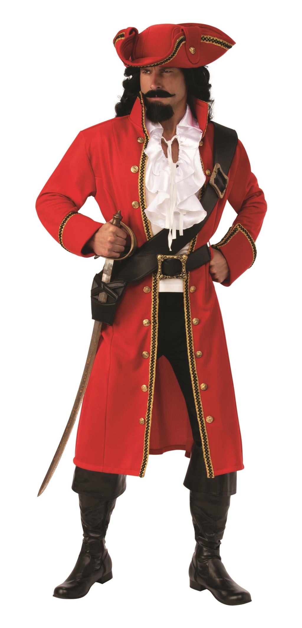 Pirate Captain Hook Red Coat Adult Mens Costume by HalloweenStore.com
