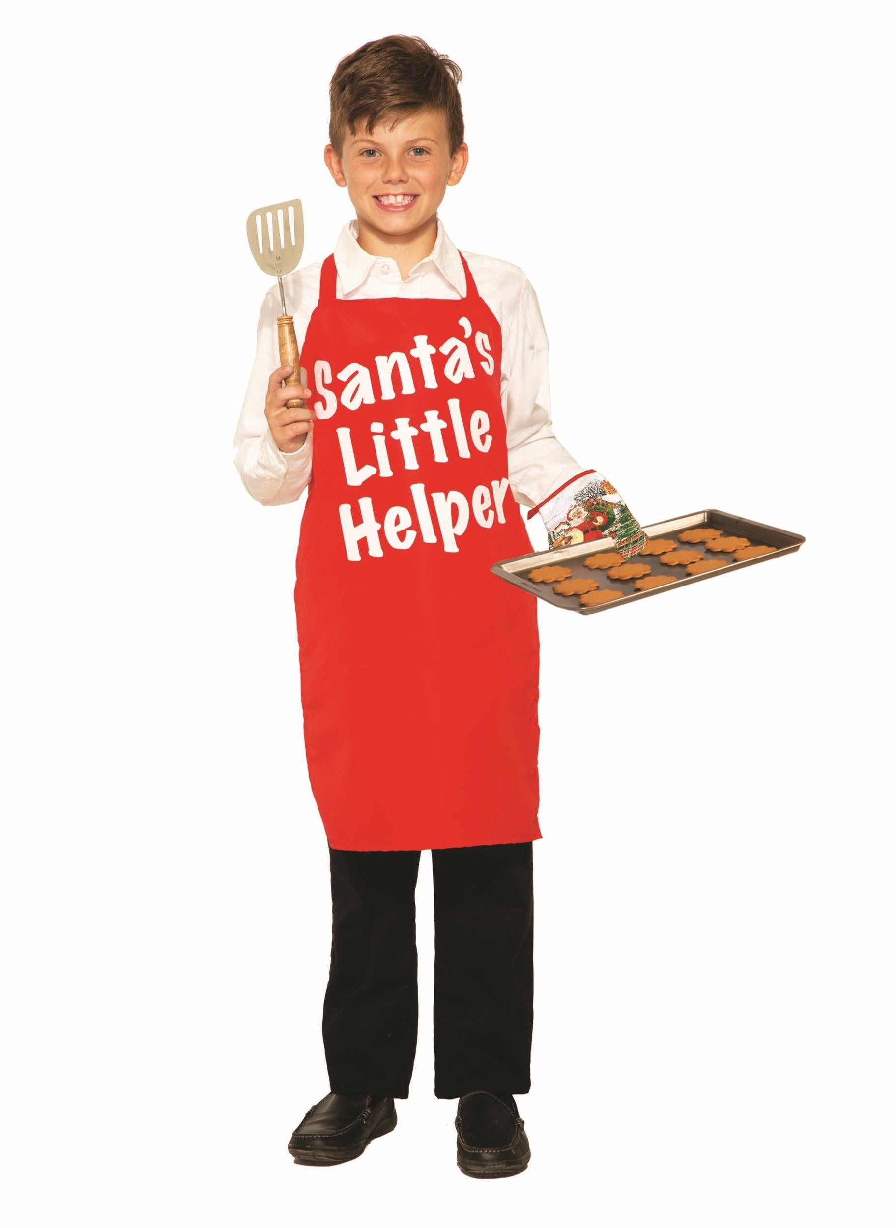 Red White Children's Santa's Little Helper Apron Christmas Chef by HalloweenStore.com