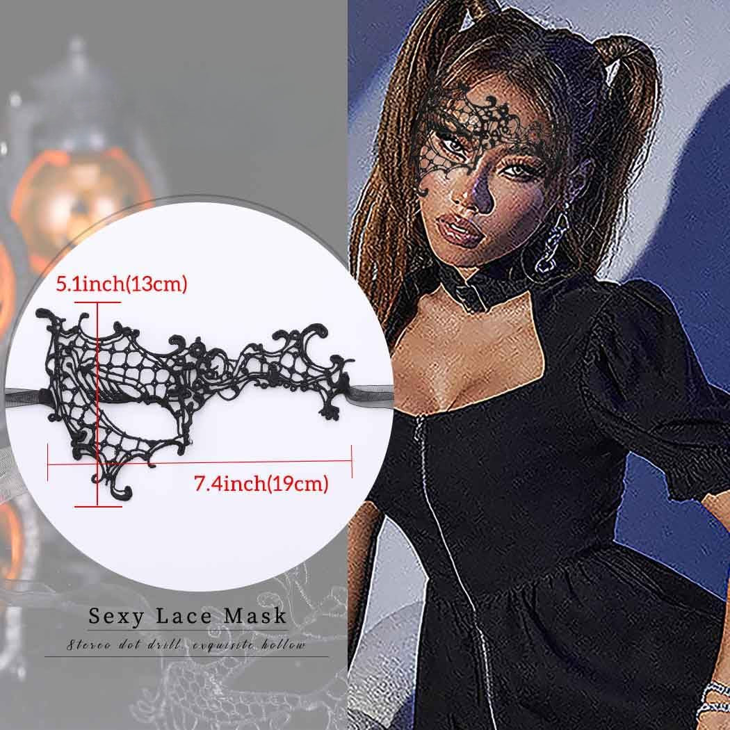 Masquerade Lace Mask Women Black Lace Masks Costume Party Proms Face Mask Halloween Eye Mask by SHOMICOBOUTIQUE