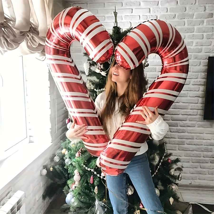 Christmas Giant Candy Cane Balloons, 2/6/12pcs, Christmas Decoration Balloons, Christmas Ornament Gifts, Seasonal Photo Props for Holiday Celebrations