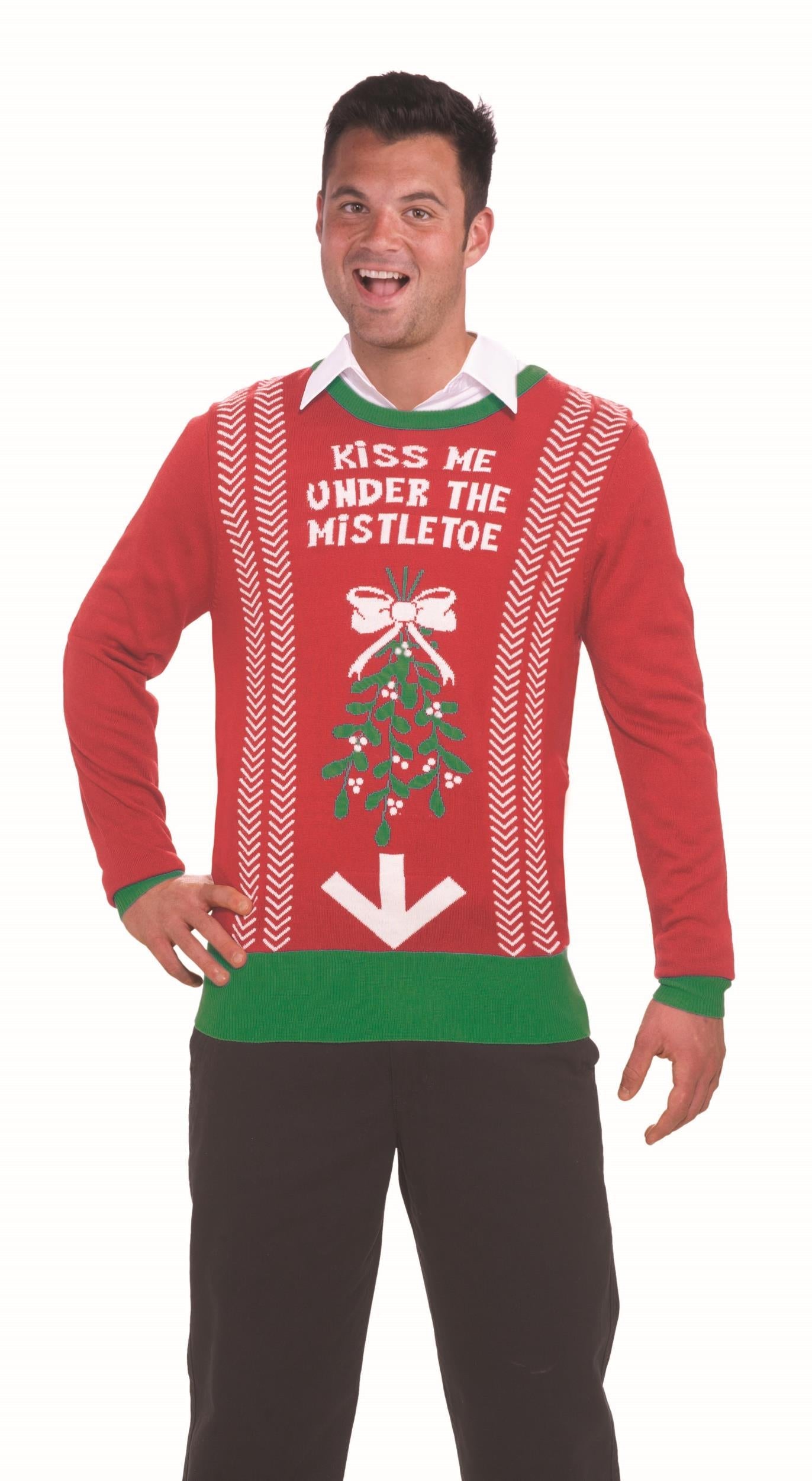 Forum Novelties Festive Ugly Christmas Sweater Kiss Me Mistletoe LG by HalloweenStore.com