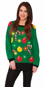Festive Tis The Season LIGHT UP Ugly Christmas Sweater MD by HalloweenStore.com