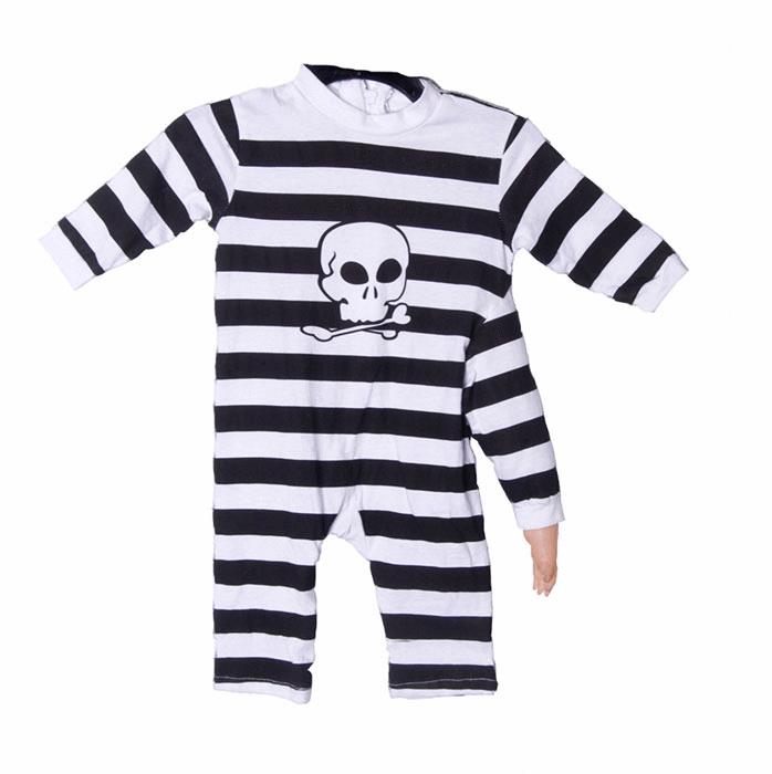 Three Arm Baby Costume Black and White Striped Jumpsuit 12 Months by HalloweenStore.com