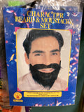 Character Mustache & Full Beard Set Black Scruff by HalloweenStore.com