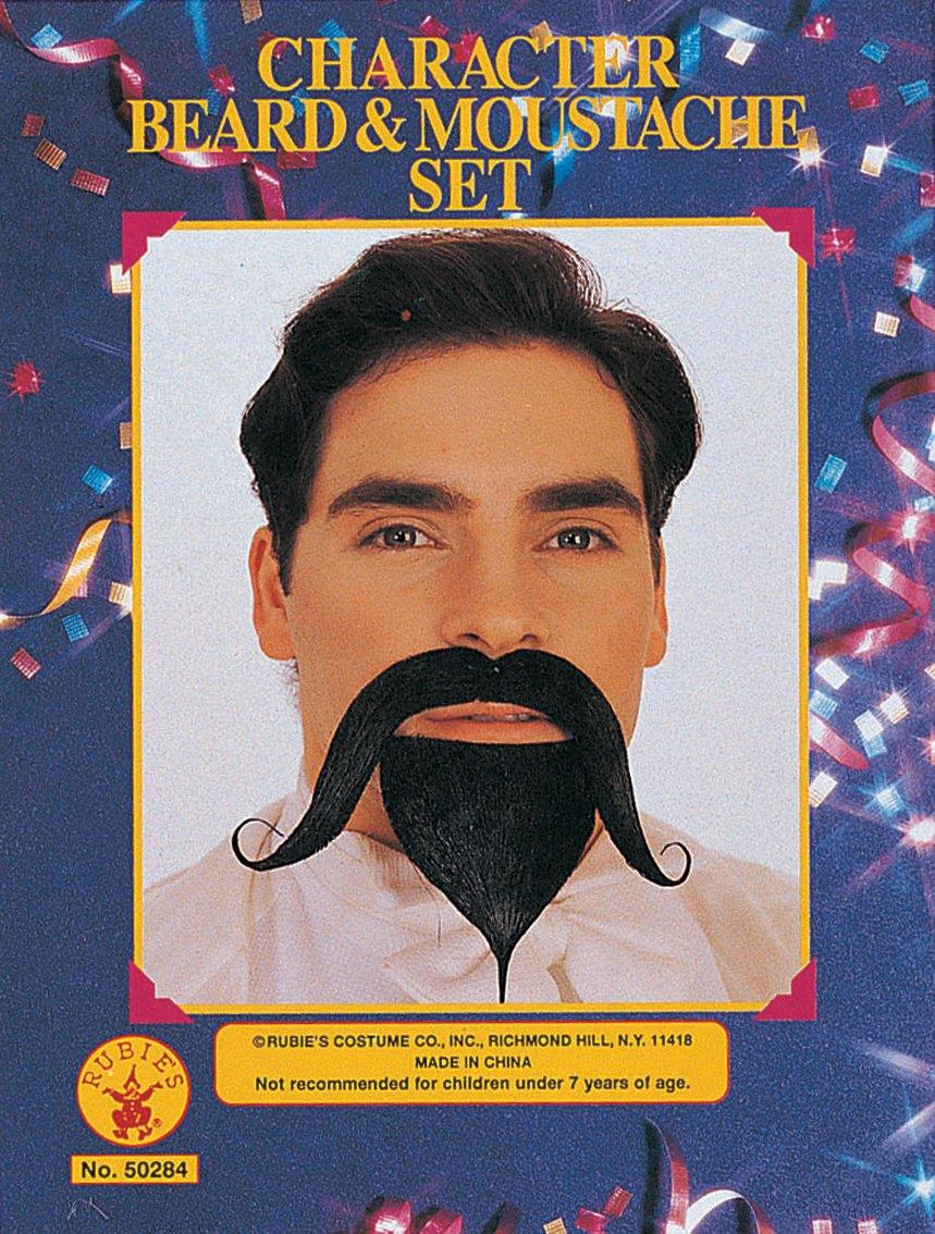 Character Handlebar Mustache & Beard Set by HalloweenStore.com