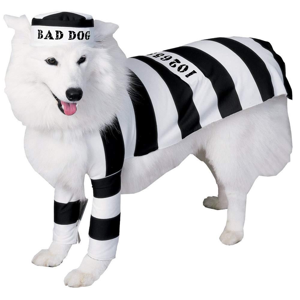 Prisoner Jail Bad Dog Black and White Convict Pet Costume Large by HalloweenStore.com