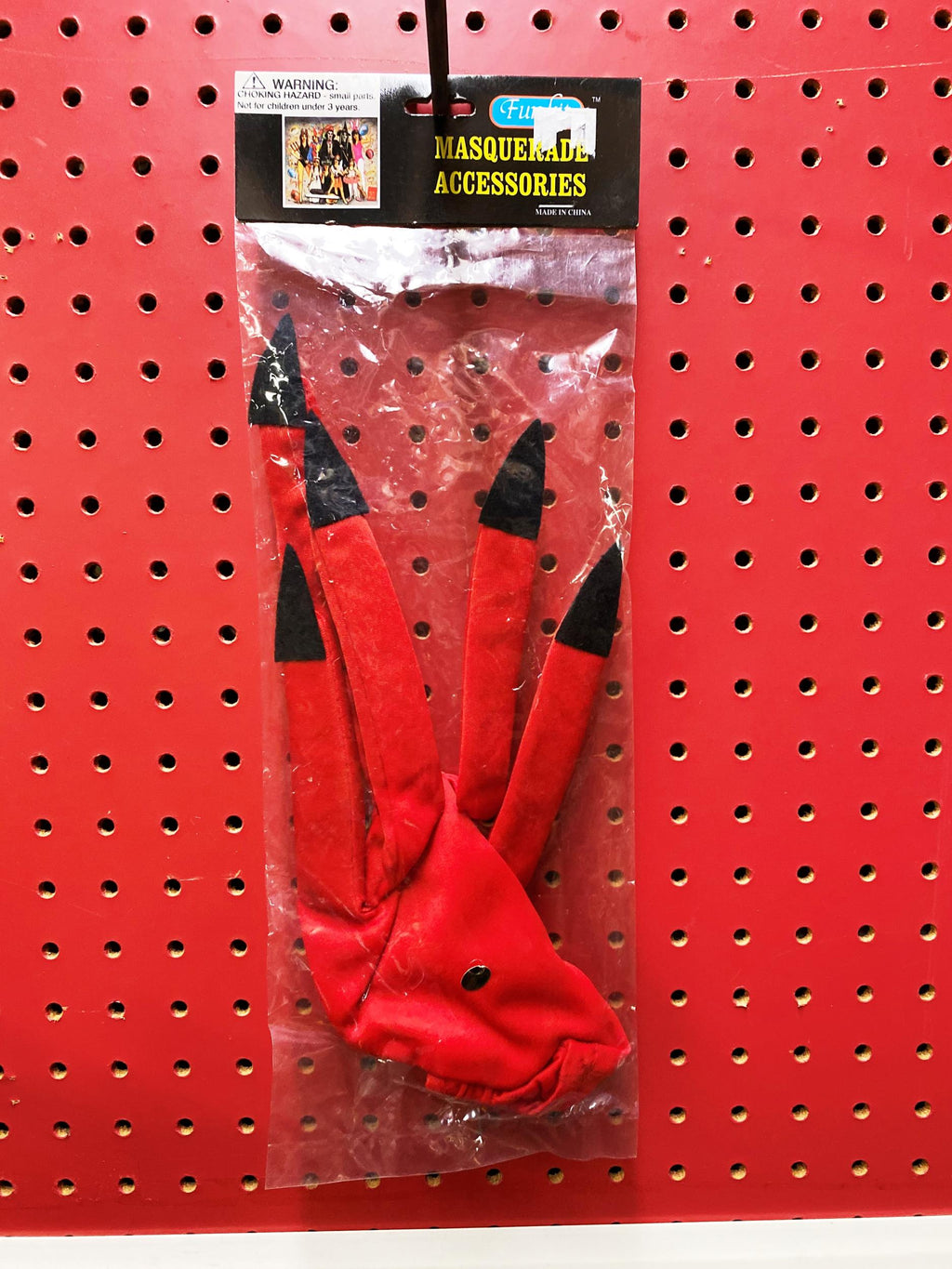Red Devil Glove With Black Nails Demon Satan by HalloweenStore.com