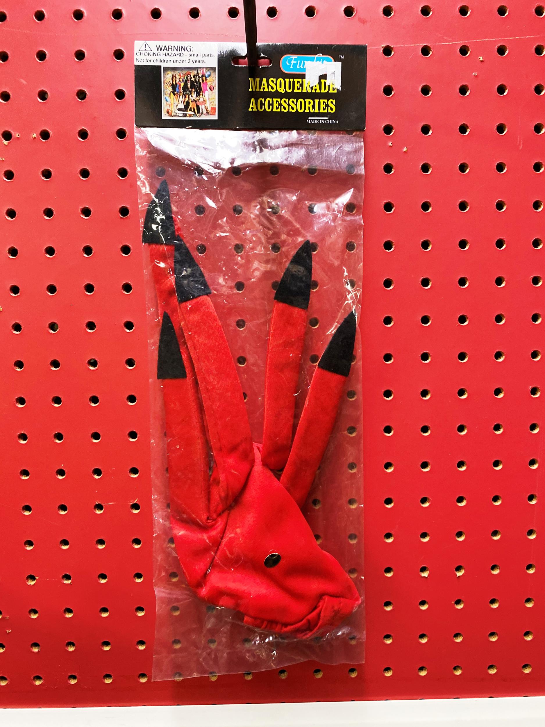 Red Devil Glove With Black Nails Demon Satan by HalloweenStore.com