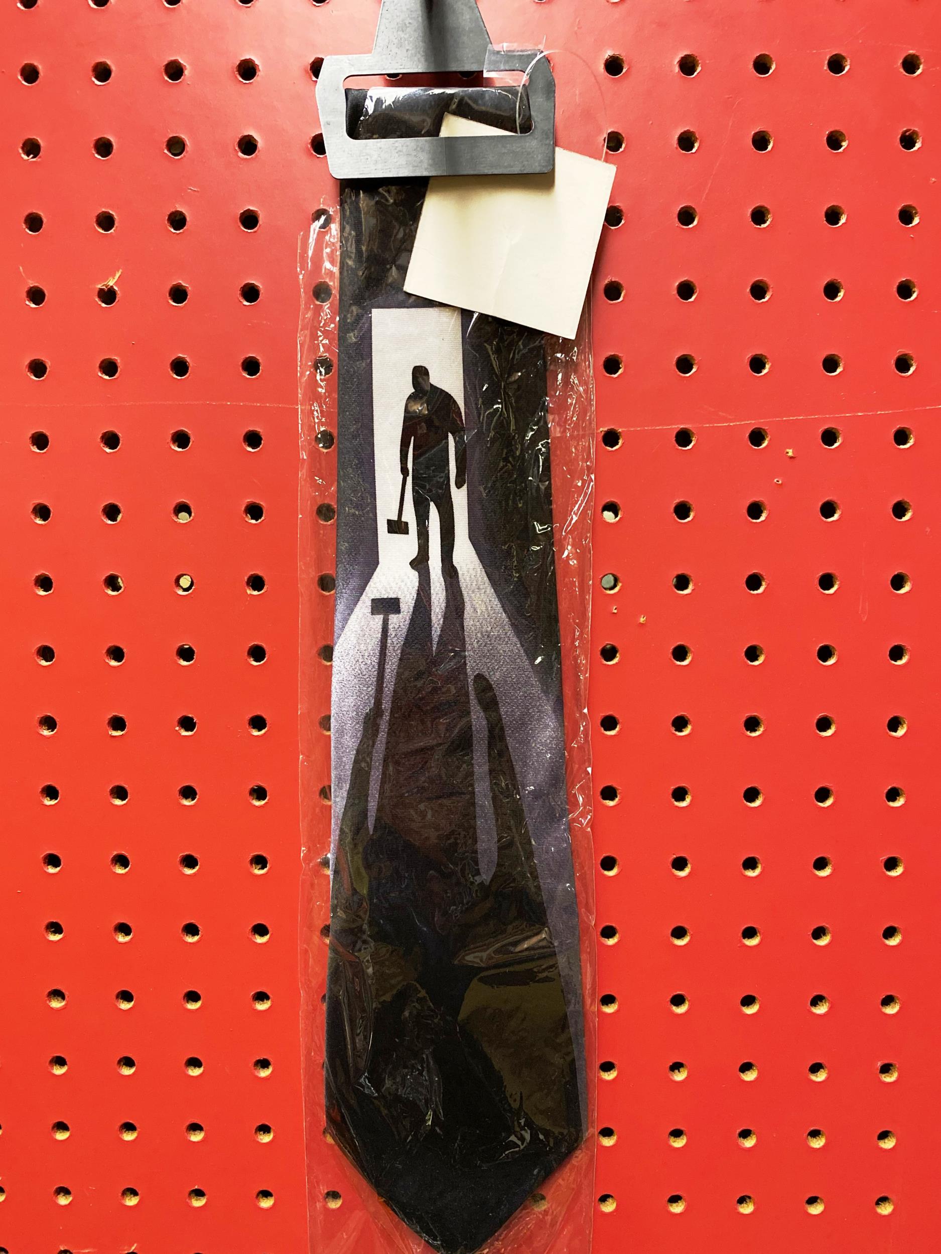 Man With Axe Silhouette Black Halloween Necktie by HalloweenStore.com