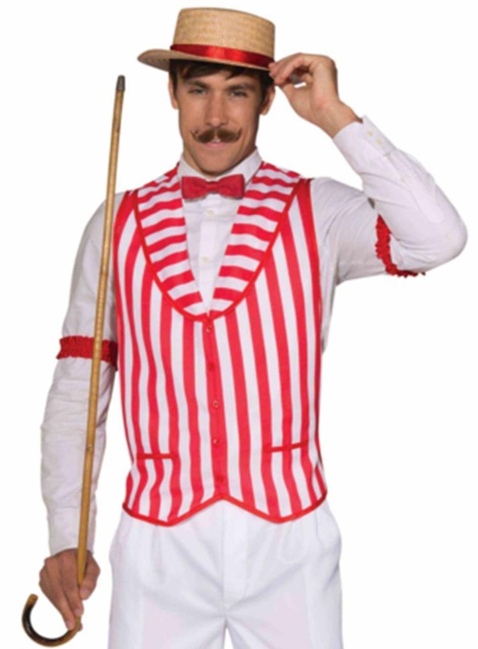 Barber Shop Quintet Red and White Striped Costume Vest X-Large by HalloweenStore.com