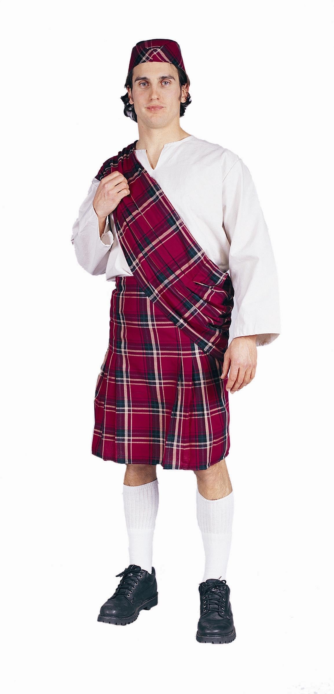 Scott Adult Costume Scottish Kilt and Hat by HalloweenStore.com