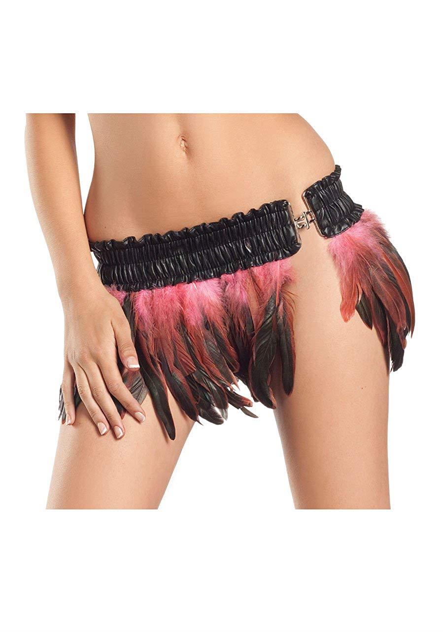 Black and Bubble Gum Pink Feathered MIni Skirt SM/MD by HalloweenStore.com