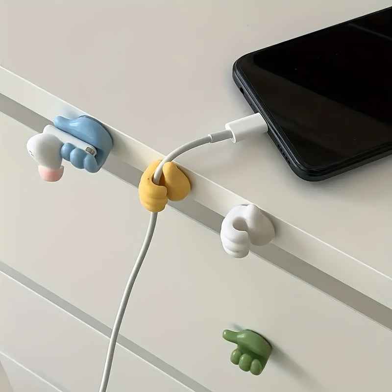 10 Thumb Shaped Hooks - Non Drilling Adhesive Hooks for Home, Kitchen, and Bedroom, Made of Plastic Material, Suitable for Charging Cables, Tables, and Drawers, Home Storage Organizer, Utility Hooks