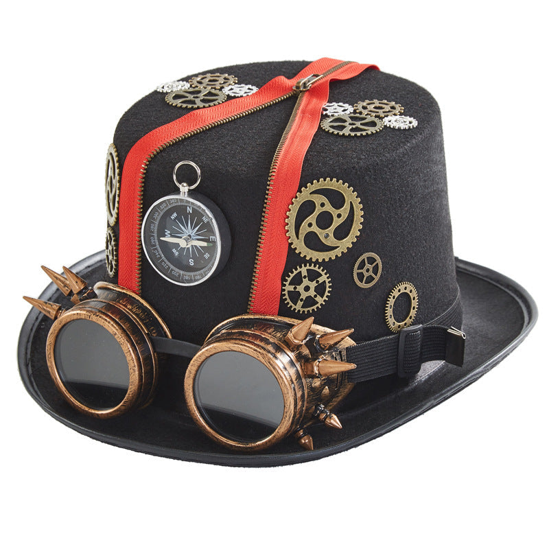 Punk Style Retro Compass Zipper Gear Glasses Magic Hat by My Store