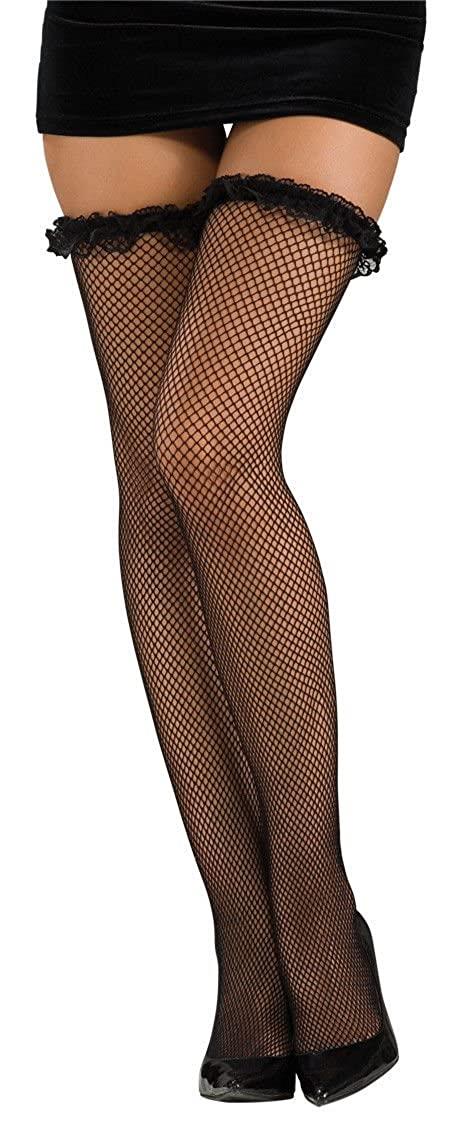 Fishnet Thigh High Stockings with Garter by HalloweenStore.com