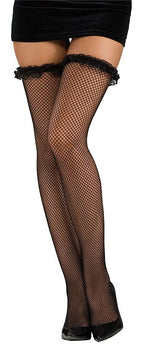 Fishnet Thigh High Stockings with Garter by HalloweenStore.com