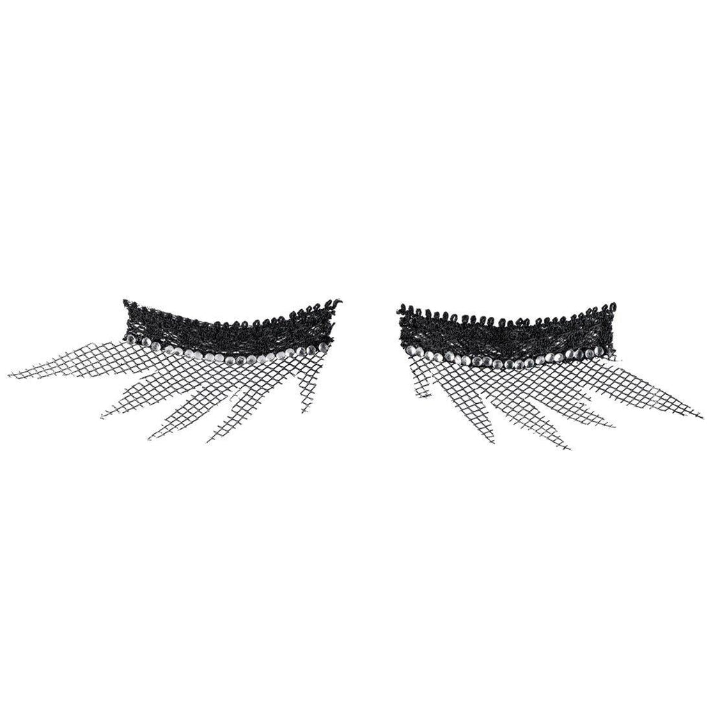 Fishnet and Rhinestone Mesh Glitter Sparkle Fake False Eyelashes by HalloweenStore.com