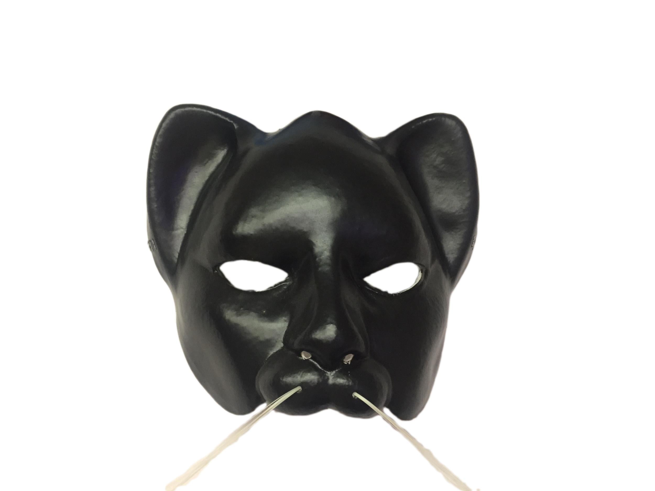 Black Vinyl Cat Half Mask One Size by HalloweenStore.com